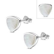 Mother of Pearl Reuleaux Triangle Silver Earrings, e390st